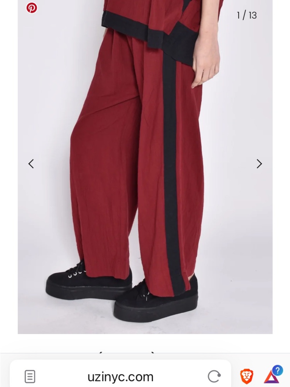 Uzi NYC track pant Wide-Leg Red Pants with Black Side Stripe